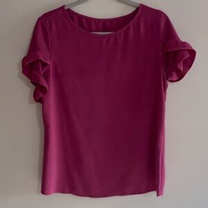 Women's Pink Ruffle Sleeve Top